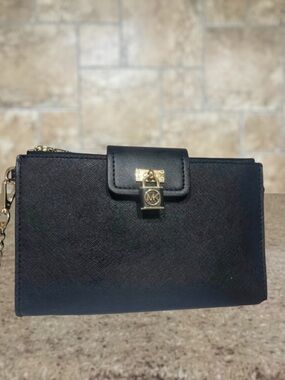 Michael Kors Ruby Small Double Zip Wallet Crossbody Black Saffiano Leather